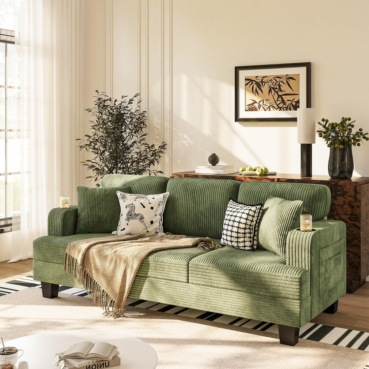 Homall Couch for Living Room, 83" Couches with Soft Deep Seats, Modern Sofa 3 Seater in Corduroy for Apartment, Bedroom (Green) Homall