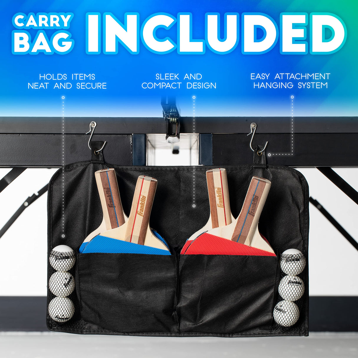 Franklin Sports Ping Pong Paddle Set with Balls - 4 Player Table Tennis Kit - (4) Ping Pong Paddles + (6) Balls - Red + Blue Table Tennis Rackets - Full Starter Kit Franklin Sports