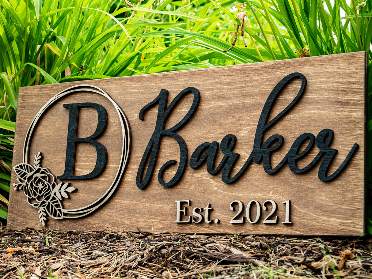 Personalized Wedding Gift | Custom Wood Sign | Wooden Last Name Established Sign | Family Name Sign Wooden Sign | Bridal Shower Gift | Anniversary Laser Woodworker