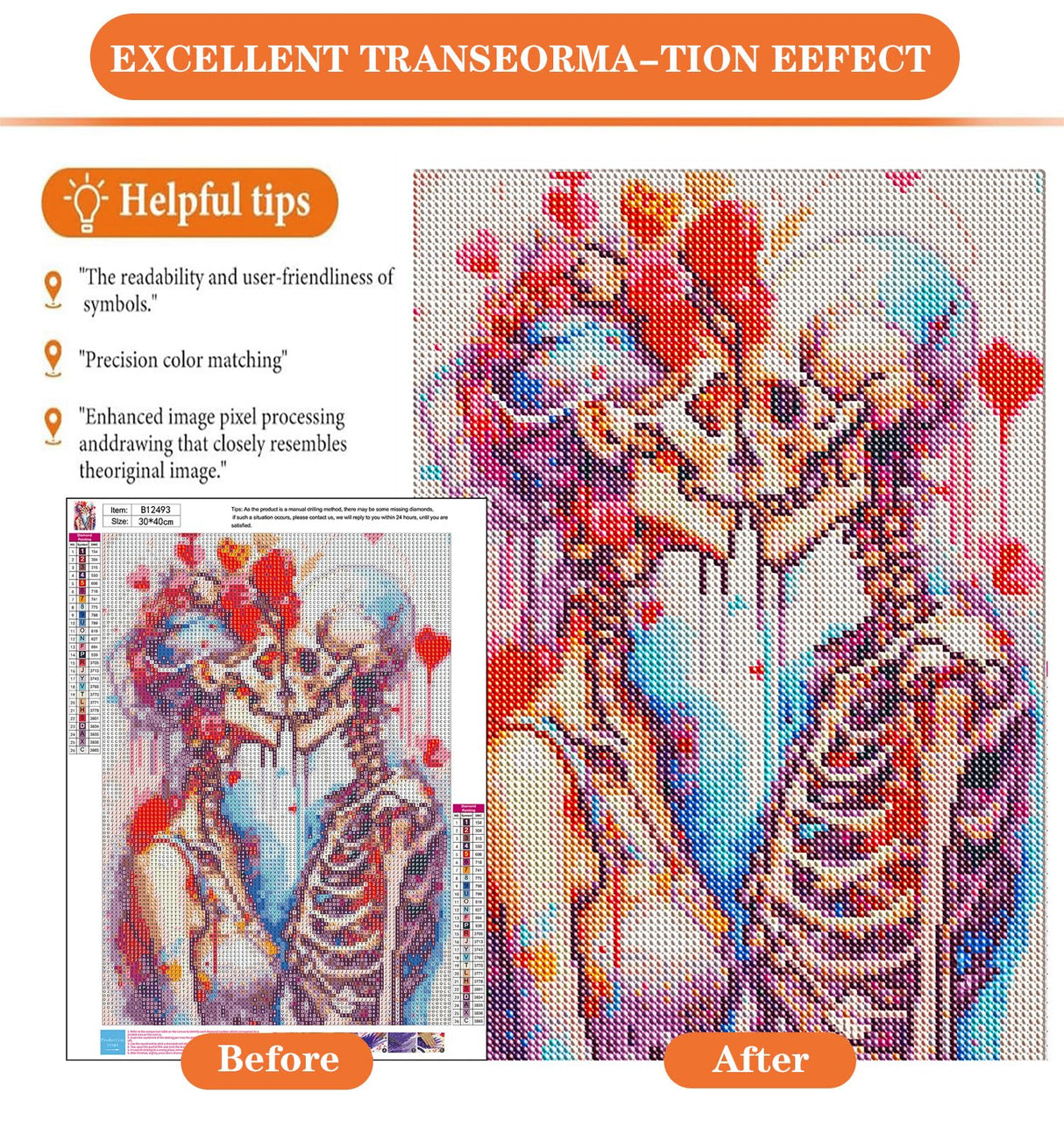 igoodom Diamond Art Kits for Adults, Sugar Skull Diamond Painting Kit, Full Drill Round Skull Diamond Art Kits, DIY Gem Art and Crafts for Home Wall Decor Gift 12x16inch igoodom