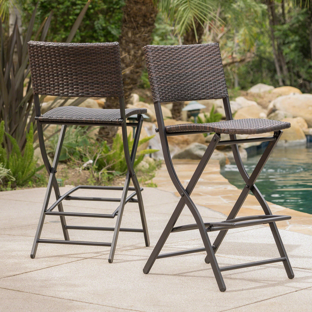 Christopher Knight Home Margarita Outdoor Wicker Barstools, 2-Pcs Set, Multibrown Christopher Knight Home