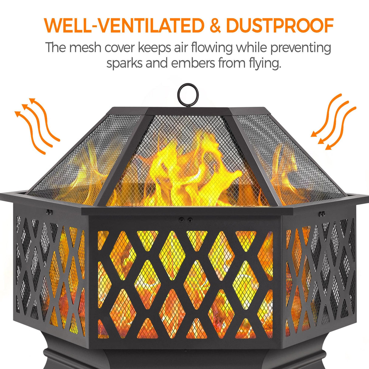 Yaheetech 26in Fire Pits for Outside Hex Shaped Fire Pit Wood Fire Pit Outdoor Fireplace for Bonfire Patio Picnic BBQ, with Spark Cover, Fire Poker Yaheetech