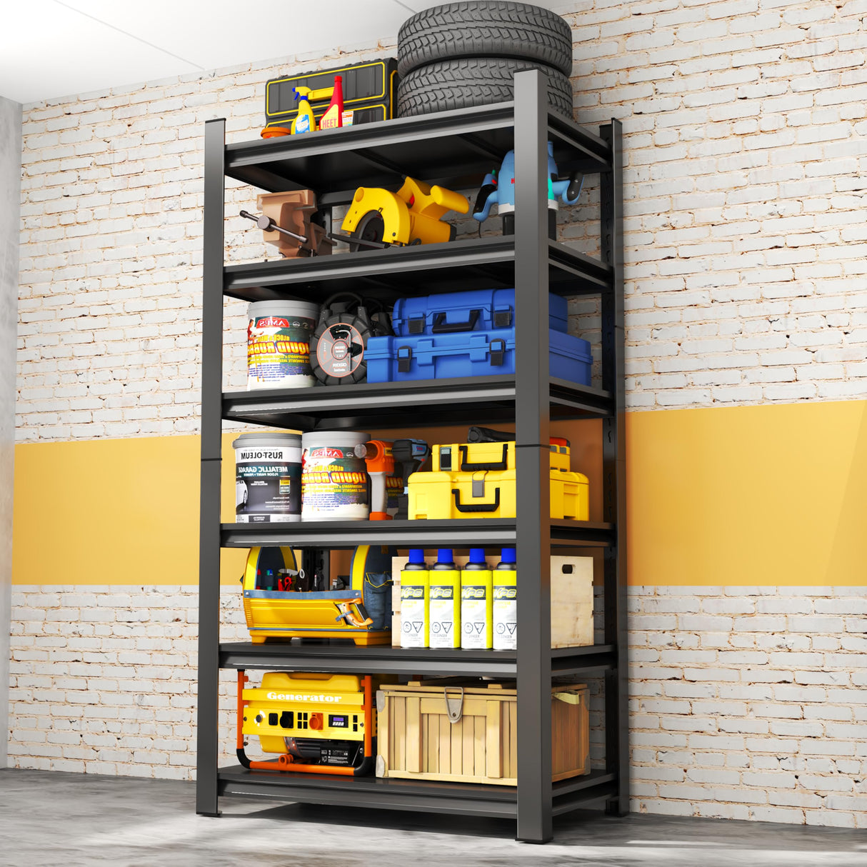 PRESTELION 78" H Storage Shelves Metal Shelving Unit and Storage 6 Tier Utility Rack Shelf Organizer Adjustable Shelves for Garage, Basement, Pantry,Commercial, Warehouse, Industrial, Black PRESTELION