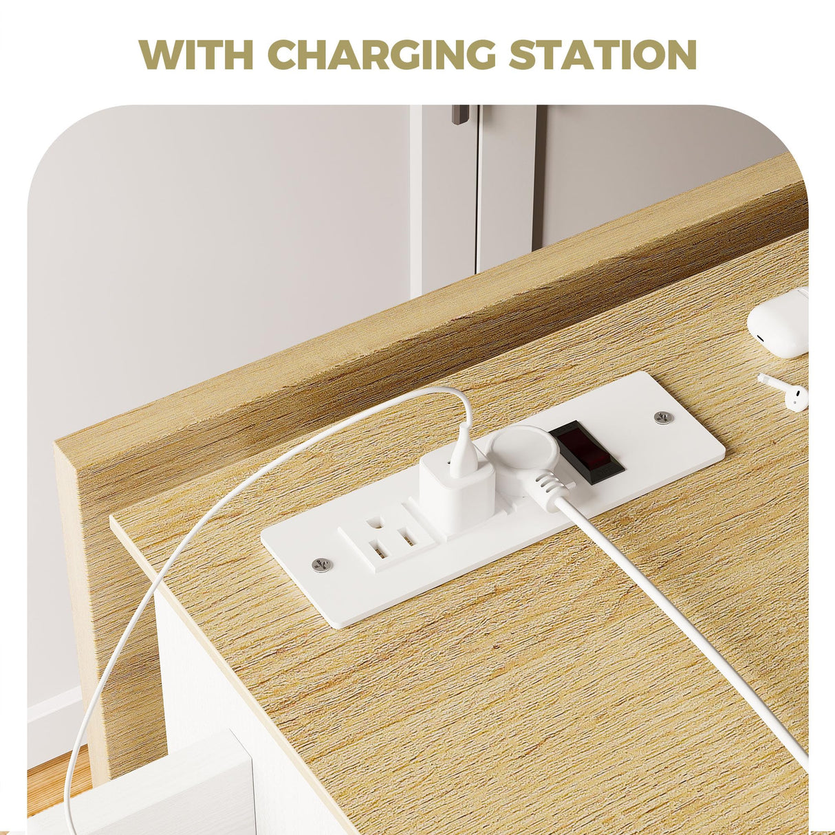 IRONCK Kitchen Island Table with Storage, Rolling Kitchen Cart with Power Outlet, Storage Cabinets on Wheels with Drop Leaf, Portable for Dining Room, White IRONCK