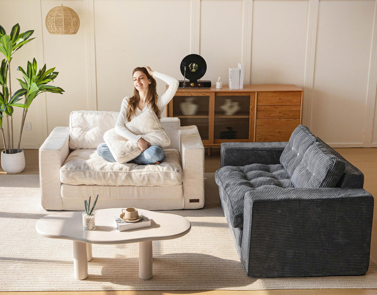 MAXYOYO Convertible Sofa Bed, Pull Out Loveseat Sleeper Sofa, 2 in 1 Folding Couch Bed, Fold Out Floor Couch with Pillows for Living Room Bedroom Lounge, Dark Grey MAXYOYO