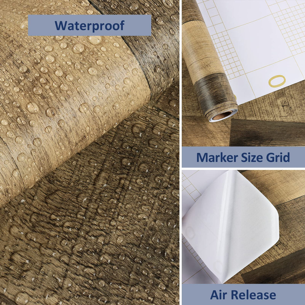 WESTICK Brown Wood Wallpaper Peel and Stick Wood Contact Paper for Cabinets Countertops Waterproof Wooden Wall Paper Decorative Vinyl Countertop Wood WESTICK