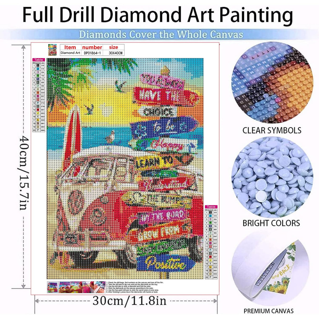 Diamond Art Kits for Adults Beginner- 3 Pack Tropical Beach DIY Diamond Painting Kits 5D Diamond Dots Gem Art Crafts with Tools- Round Full Drill Funny Crafts for Home Wall Decor&Gift 12x16inch Fairyland JinWenn