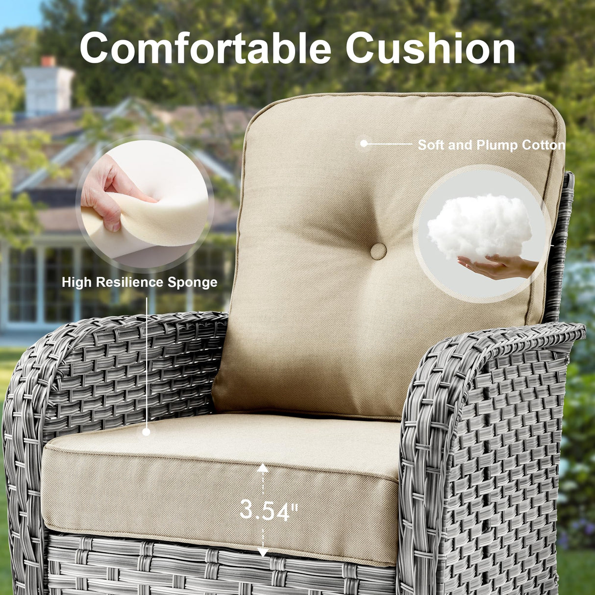 OOBOLT Outdoor Patio Furniture Sets,11 PCS Patio Conversation Set Outside Rattan Sectional Sofa with 54 in Fire Pit Table Wicker Rocking Chair Coffee Table Fit Backyard Porch Garden Poolside Balcony OOBOLT