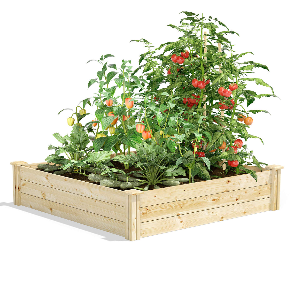 Greenes Fence Original Pine Raised Garden Bed, 4' x 4' x 10.5" - Made in USA with American Pine Greenes Fence