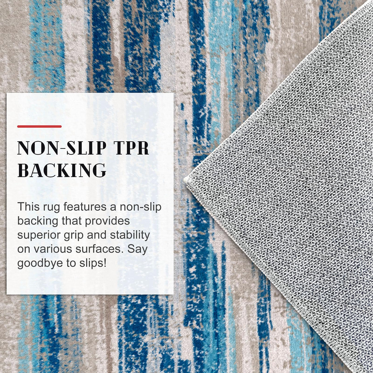 Lansny Modern Abstract Runner Rug 2x6, Blue Washable Kitchen Runner Non-Slip Soft Hallway Rug Runner Thin Print Faux Wool Carpet for Entryway Bedroom Laundry Room Indoor Home Decor Lansny