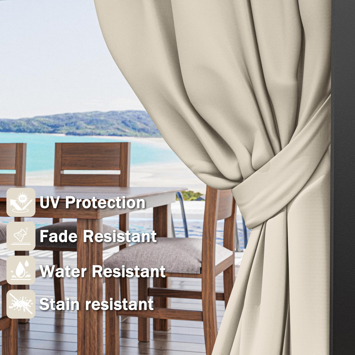 12'x16' Gazebo Curtains Outdoor Waterproof with Hanging Rings, 4-Panel Double Zipper Sidewalls Universal Replacement Privacy Curtain, Outdoor Gazebo Curtains for Patio, Backyard(Curtains Only) Snubbull