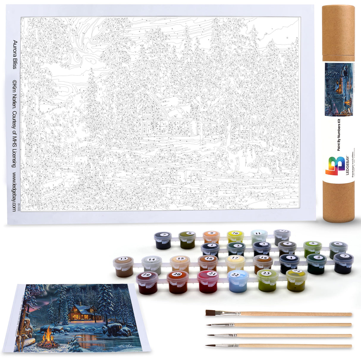 Ledgebay Paint by Numbers Kit for Adults: Beginner to Advanced Number Painting Kit - Fun DIY Arts & Crafts | Color by Numbers for Adults - Kits Include - (Aurora Bliss 16" x 20" Unframed) Ledgebay