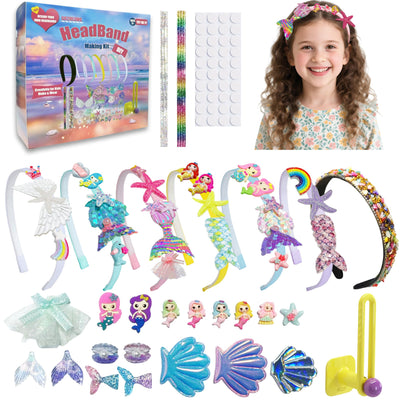 GO2HEJING Headband Making Kit for Girls - Make Your Own Fashion Headbands, Hair Accessories for Girls, DIY Arts and Crafts Gifts for Ages 6-9 Years Old