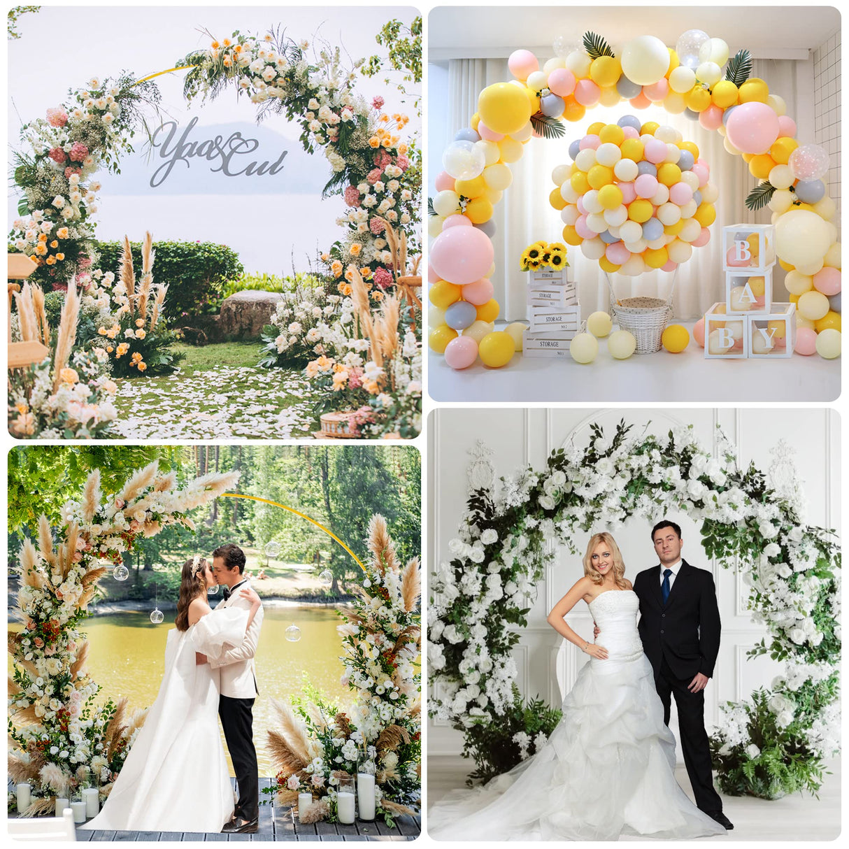 Wokceer Wedding Arch 7.2FT Round Backdrop Stand Gold Metal Circle Backdrop Stand Circle Balloon Arch Stand Frame for Birthday Party Bridal Shower Anniversary Ceremony Candy Tables Celebration Wokceer