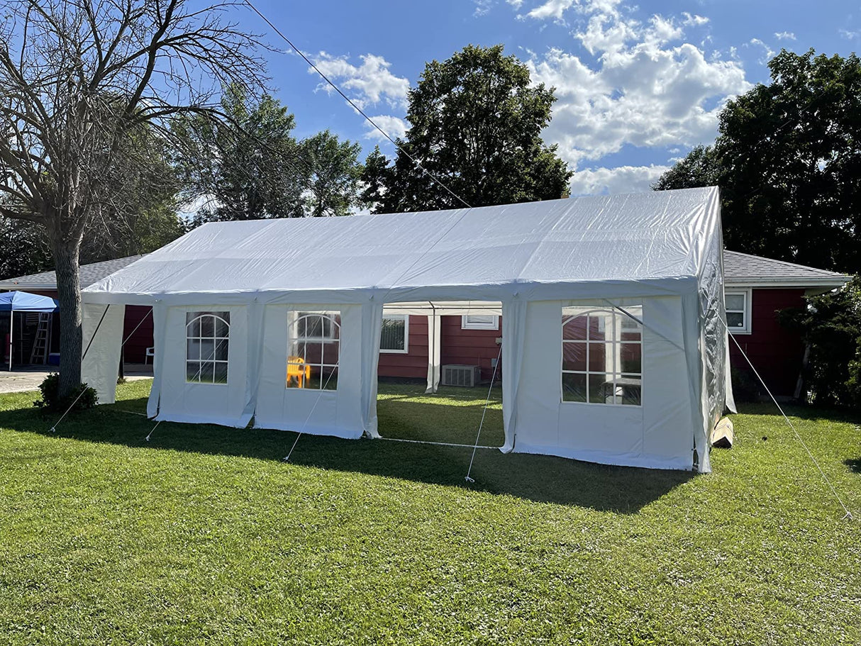 Quictent 16x32ft Party Tent Heavy Duty Outdoor Gazebo White Wedding Tent Canopy Event Shelter Carport with Removable Sidewalls & 4 Carry Bags Quictent