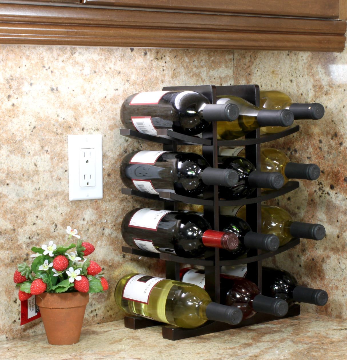 Oceanstar WR1132 12-Bottle Bamboo Wine Rack, Dark Espresso Oceanstar