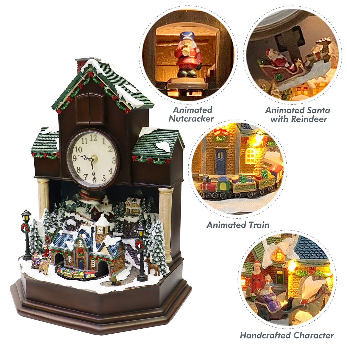 MOMENTS IN TIME 17.1" H Christmas Decor Cuckoo Clock with Christmas Village Scene, with LED Lights, Christmas Music, and Animation - Power Adapter (Included) MOMENTS IN TIME