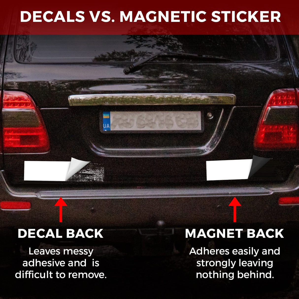Set of 6 – Bumper Sticker Magnets, Bumper Magnet, Flexible Magnetic Bumper Sticker Sheet with Self Adhesive, Make Your Decal Transferable with These Durable Car Magnets, Size 12” X 4” Thickness 30 Mil GlossyEnd
