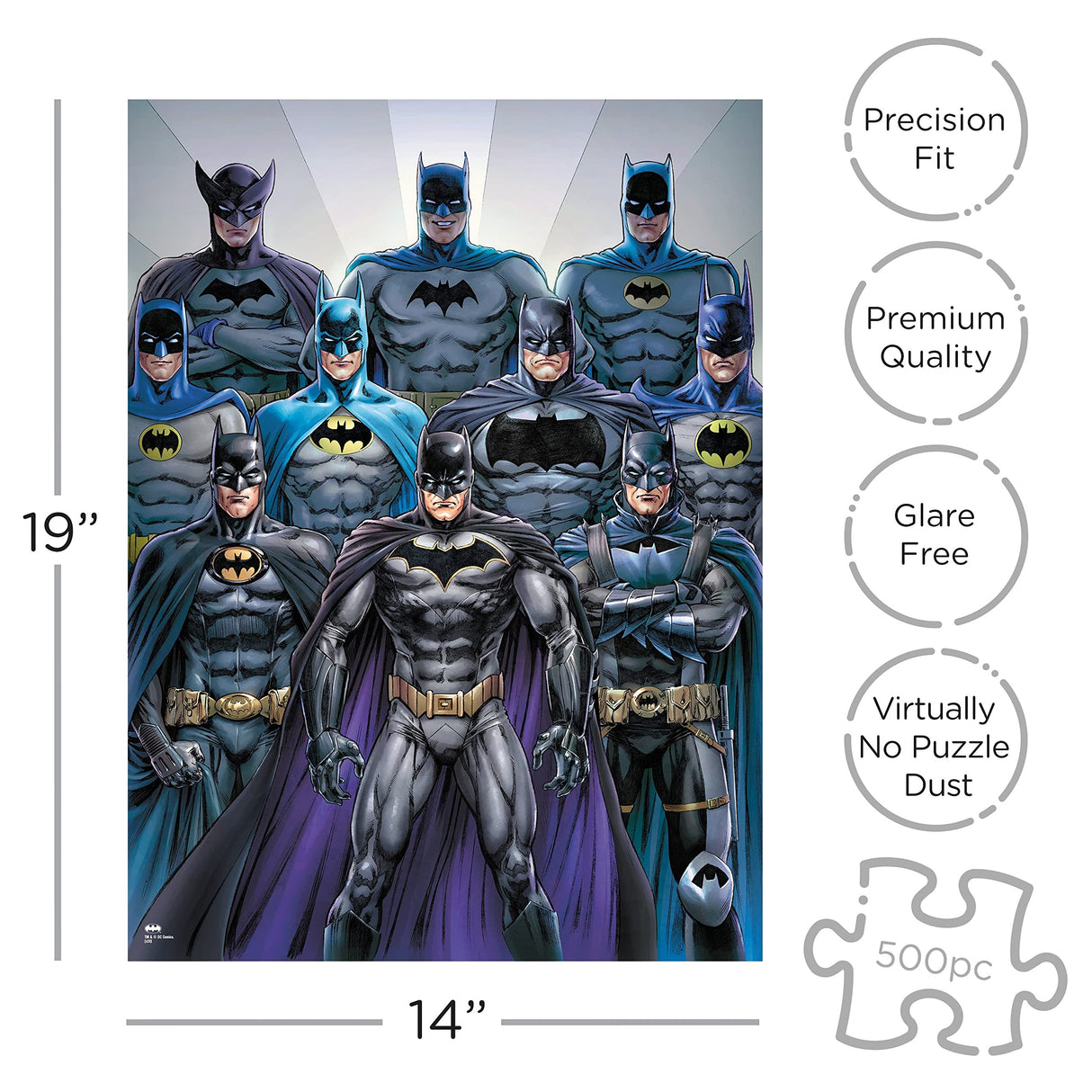 AQUARIUS DC Comics Batman Batsuits Puzzle (500 Piece Jigsaw Puzzle) - Glare Free - Precision Fit - Officially Licensed DC Comics Merchandise & Collectibles - 14 x 19 Inches AQUARIUS