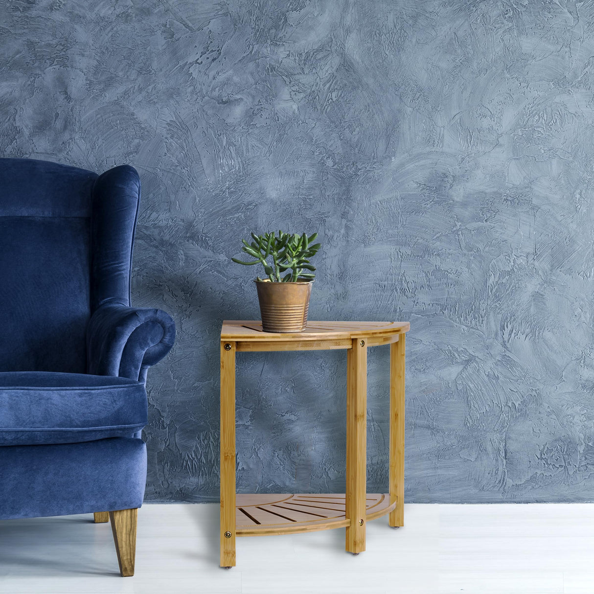 Sorbus Bamboo Shower Stool - Corner Bath Bench - Waterproof Wood Chair for Inside Shower - Bathtub Seat with Shelf for Shaving Legs - Small Corner Step Stool Foot Rest for Bathroom Bamboo Side Table Sorbus