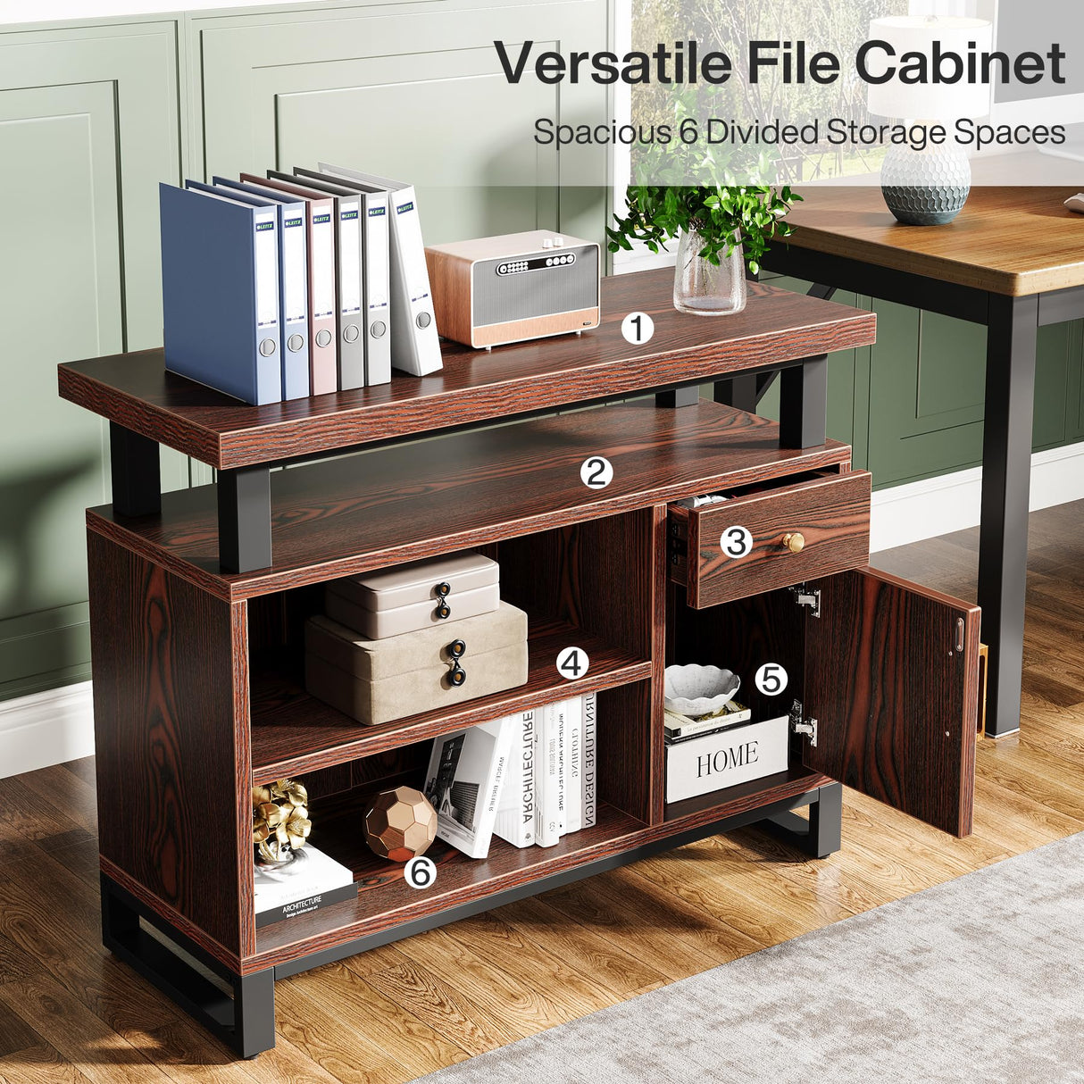 Tribesigns L-Shaped Desk with File Cabinet: 63" Modern Executive Computer Desk with Storage Cabinet and Shelves, Wood Home Office Desk Set, Large Desk Business Furniture Workstation Tribesigns