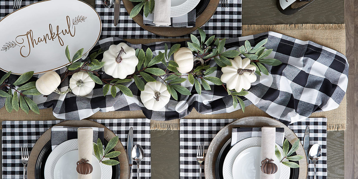 DII Buffalo Check Collection, Classic Farmhouse Table Runner, 14x72, Black & White DII
