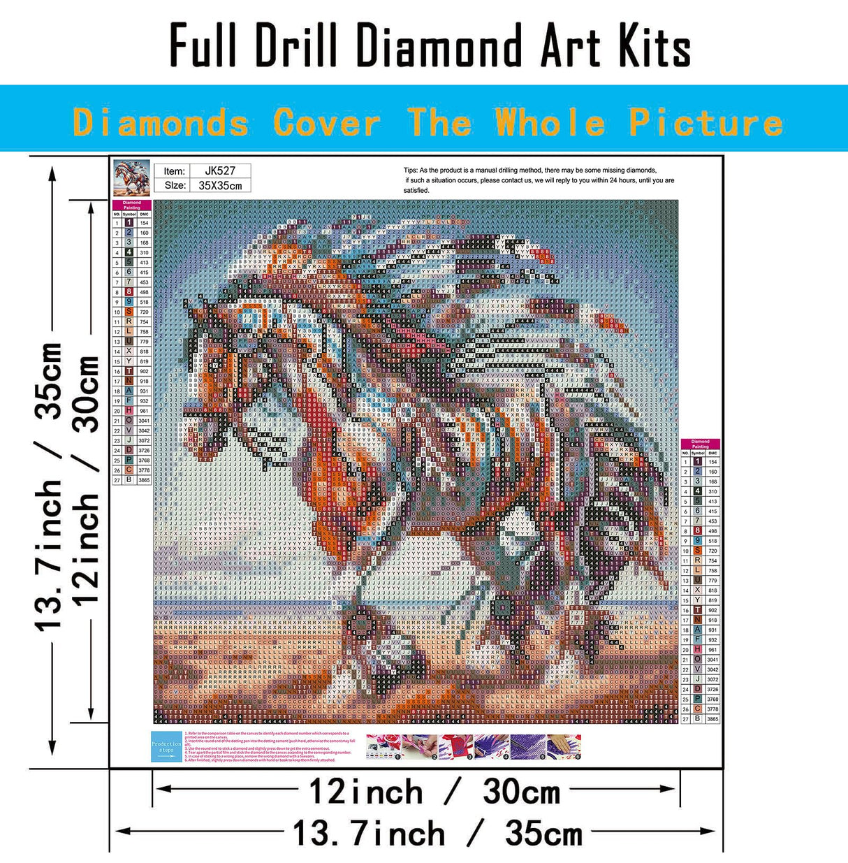 CHWGLFGG 5D Diamond Art Kits for Adults Beginners,DIY Full Round Drill Diamond Painting Kits Horse,Paint by Diamonds Dot Gem Art Crystal Prairie Easy,Home Wall Decor 13.7X 13.7Inch CHWGLFGG