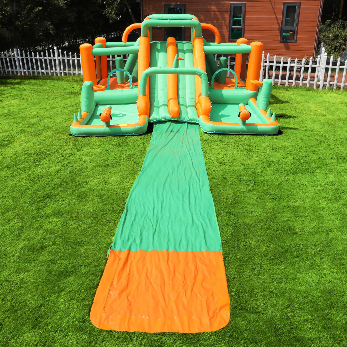 INFLATEFLY Bounce House Big Water Slide for Kids Bouncy House Inflatable Waterslide Bouncy House Water Park Castle with Slip and Slide, Water Sprays, Ball Pit Wet or Dry INFLATEFLY