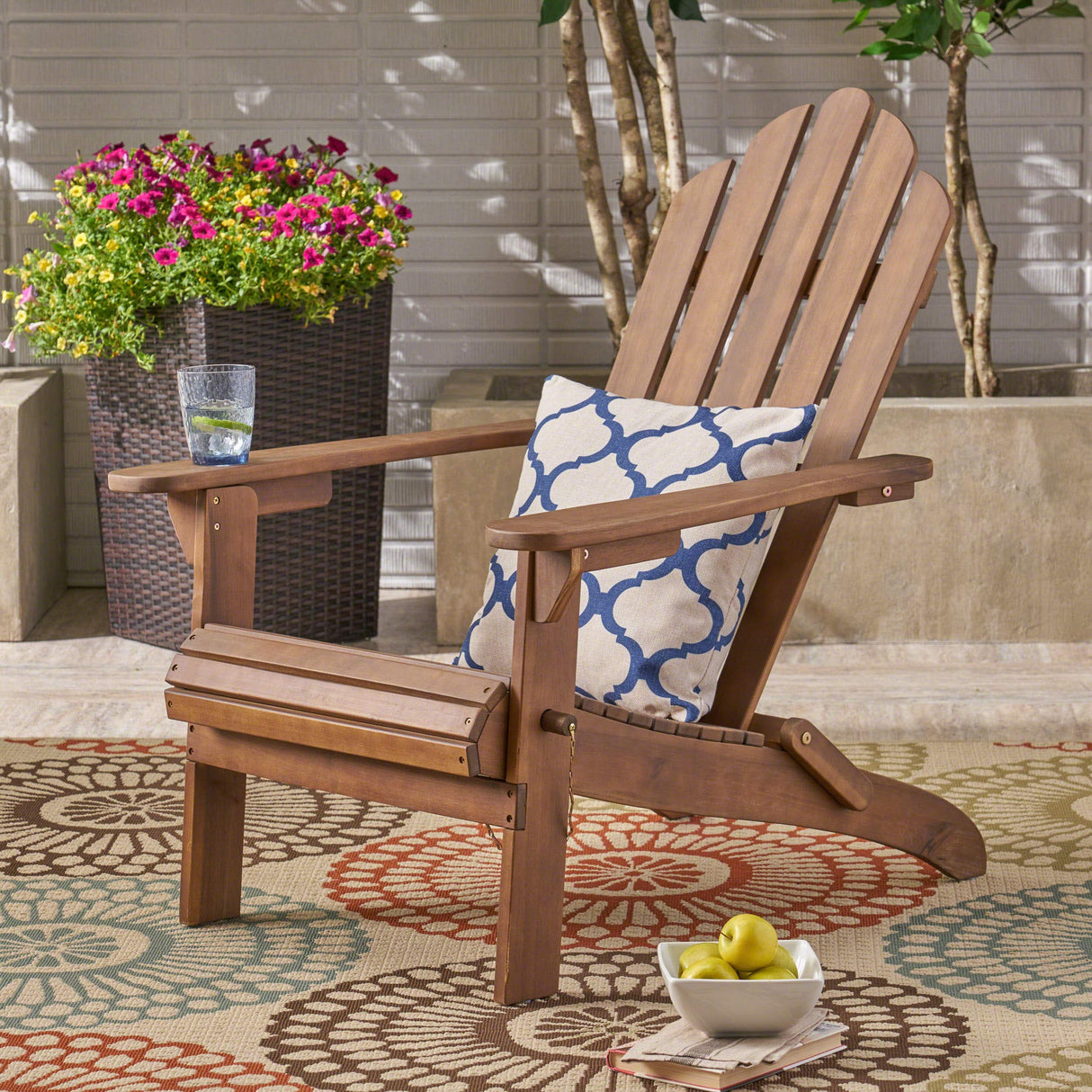 Christopher Knight Home Cara Outdoor Foldable Acacia Wood Adirondack Chair, Dark Brown Finish Christopher Knight Home