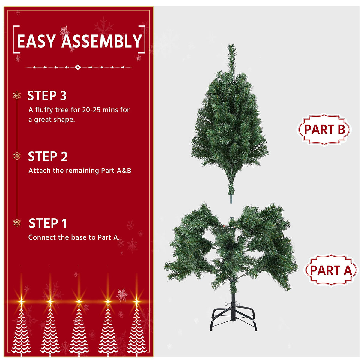 Yaheetech 4.5ft Premium Spruce Hinged Artificial Full Christmas Tree with 320 Branch Tips Holiday Xmas Tree with Metal Hinges and Foldable Base for Home Party Office Decoration Yaheetech