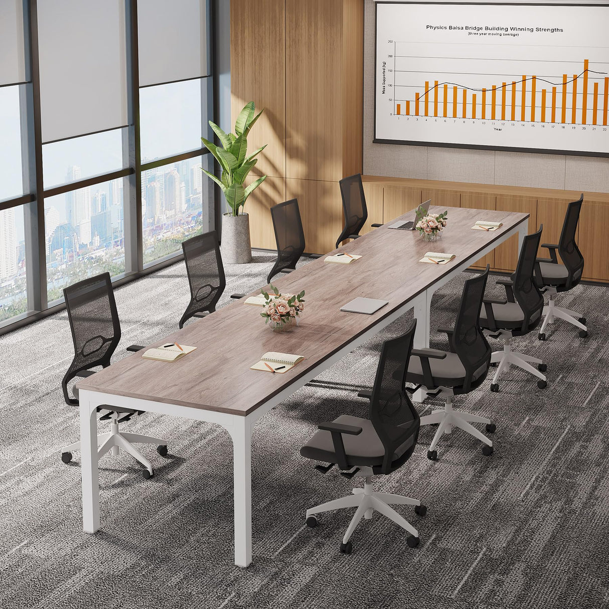Tribesigns 6.5 FT Conference Room Table, 78.74" W x 27.56" D Large Office Conference Table, Modern Seminar Meeting Table Desk for Boardroom, Meeting Room (1, Oak) Tribesigns