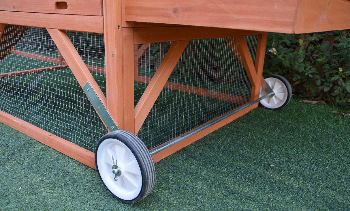ChickenCoopOutlet 96" Wheel Wood Chicken Coop Backyard Hen House Nesting Box & Run New ChickenCoopOutlet