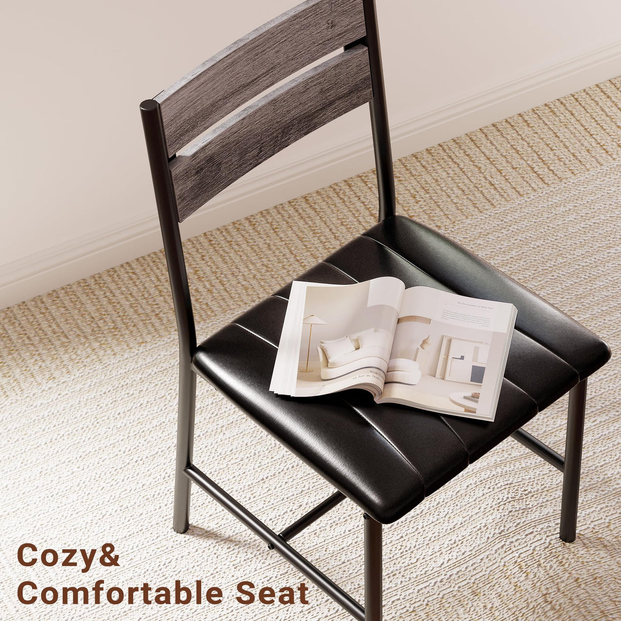 IRONCK Dining Table Set for 4, Wood Kitchen Table with Upholstered Chairs for Kitchen Room and Small Spaces, Grey IRONCK