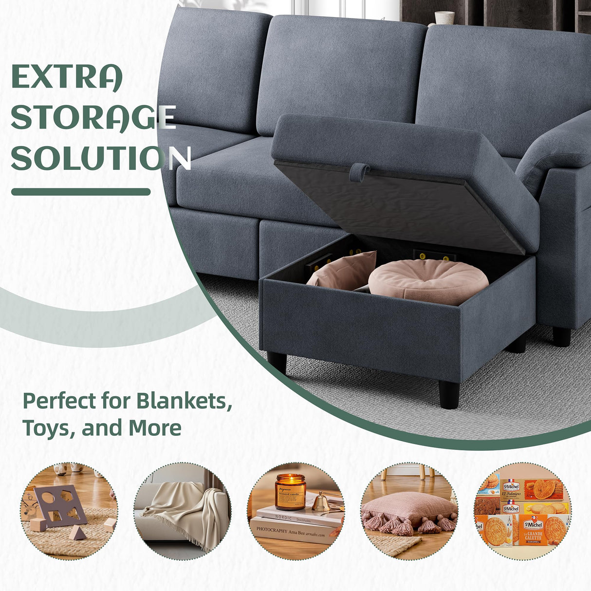 Vongrasig Convertible Sectional Sofa Couch, 3 Seat L Shaped Sofa with Removable Pillows Linen Fabric Small Couch Mid Century for Living Room, Apartment and Office Gray Vongrasig