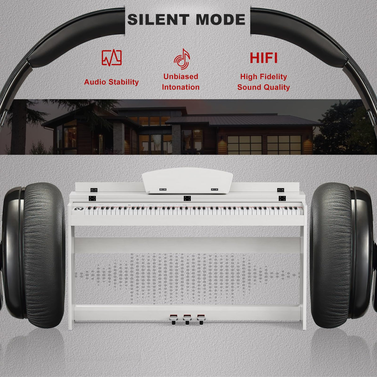 UMOMO U-710 Digital Piano with Duet Bench, 88 Key Electric Piano for Beginner/Adults with Padded Piano Bench+Music Stand+Power Adapter+3-Pedal UMOMO