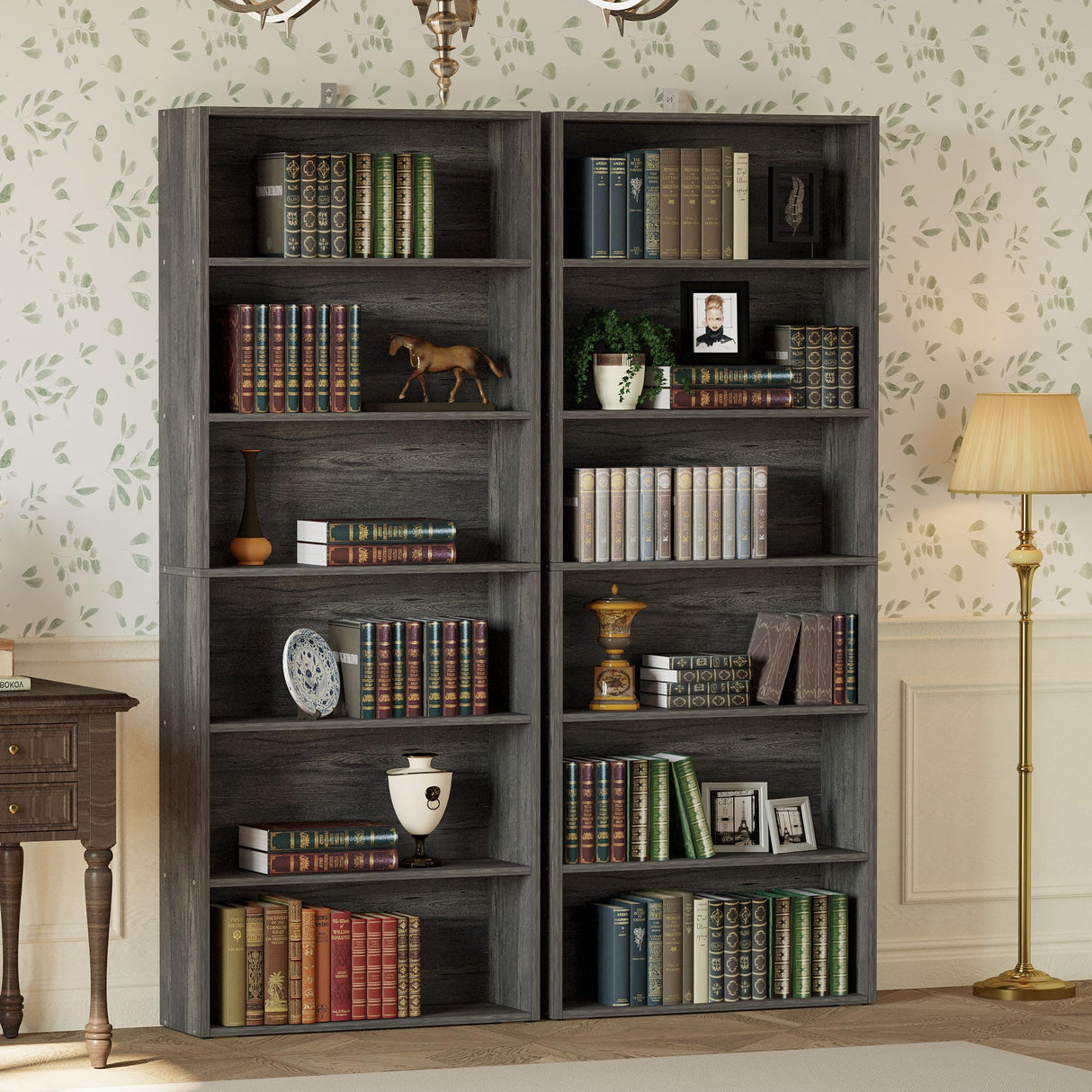 IRONCK Bookshelves and Bookcases Set of 2 Floor Standing 6 Tiers Display Storage Shelves 70 in Tall Bookcase Home Decor Furniture for Home Office, Living Room, Bed Room IRONCK