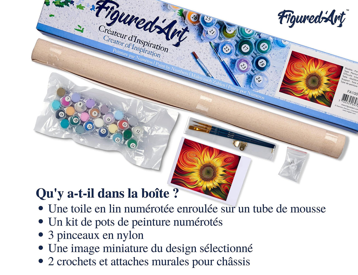 Figured'Art Paint by Numbers Kit for Adults Lion Pop Art 16"x20" - Craft Art Painting DIY Kit Rolled Canvas Without Frame Figured'Art