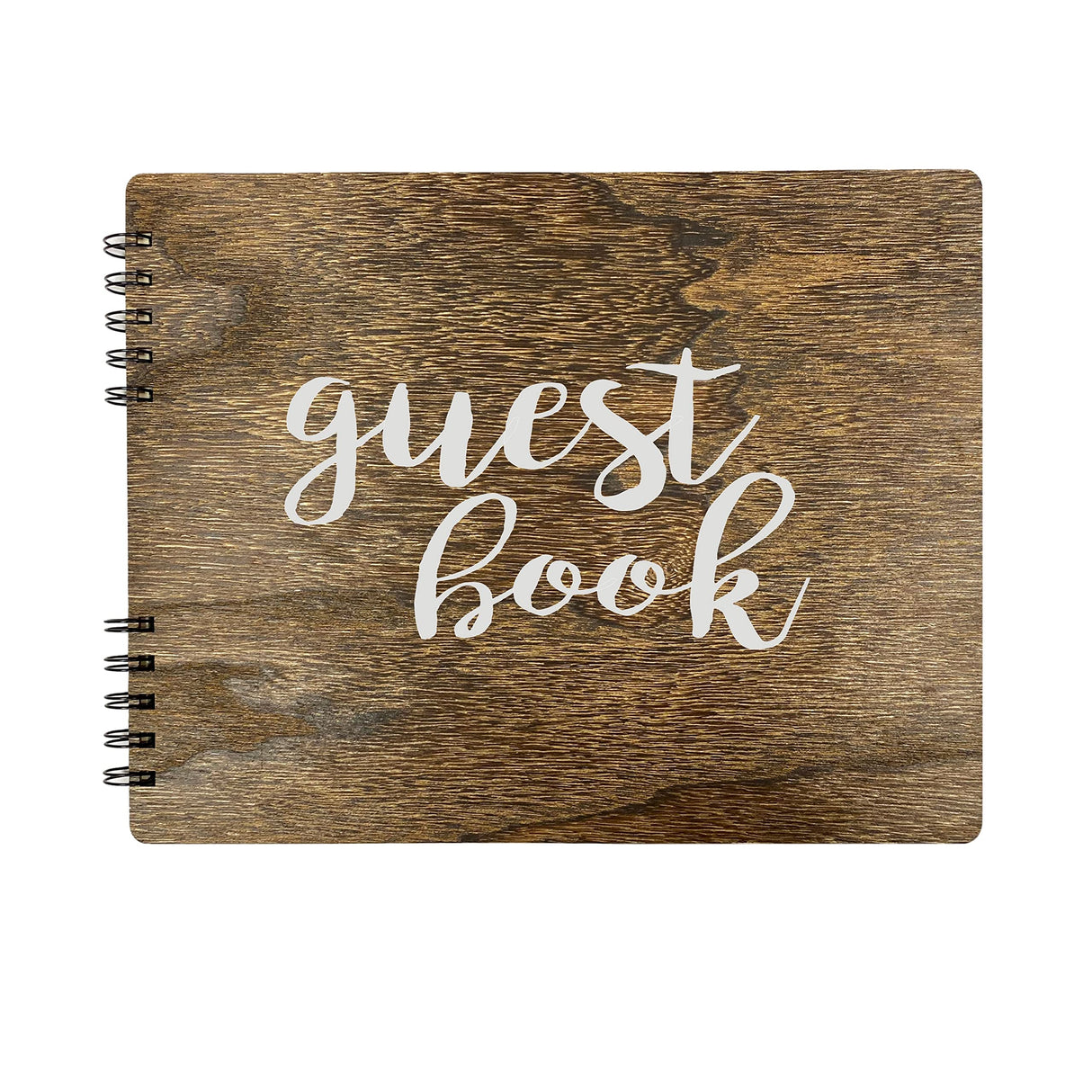 Wooden Rustic Guest Book with 110 Pages Lined 11" x 8.7" Cregugua