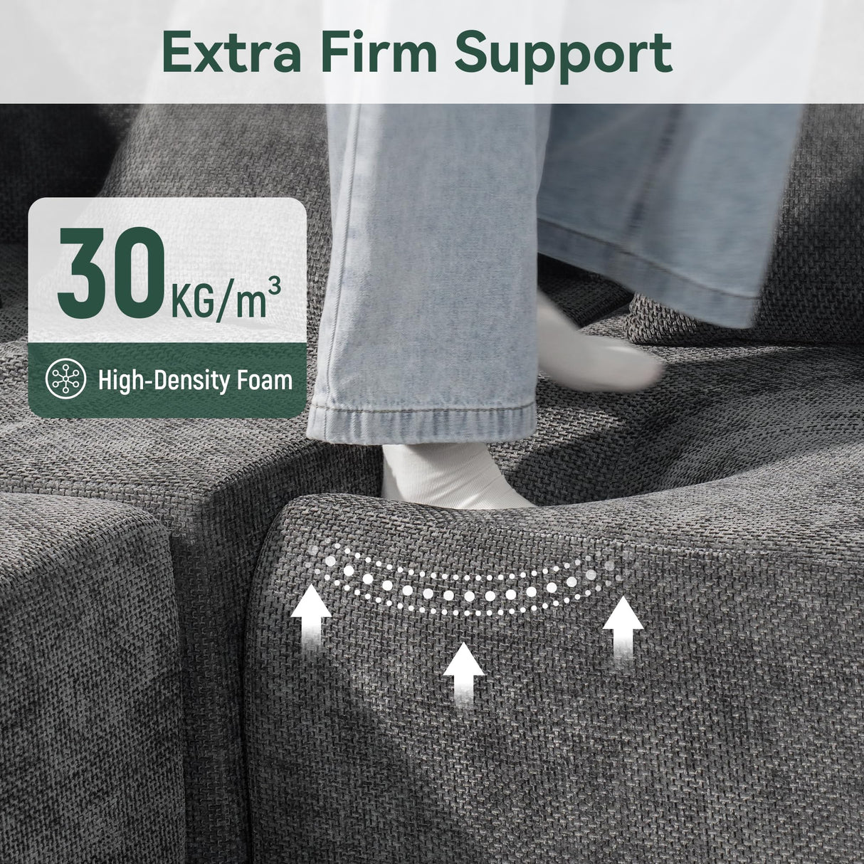 MONVANE Modular Sectional Cloud Couch for Living Room - 130'' 4 Seater Convertible Chenille Couches Set with Ottoman, No Assembly Compression Sofas, Comfy Floor Sofa with Memory Foam, Dark Grey MONVANE