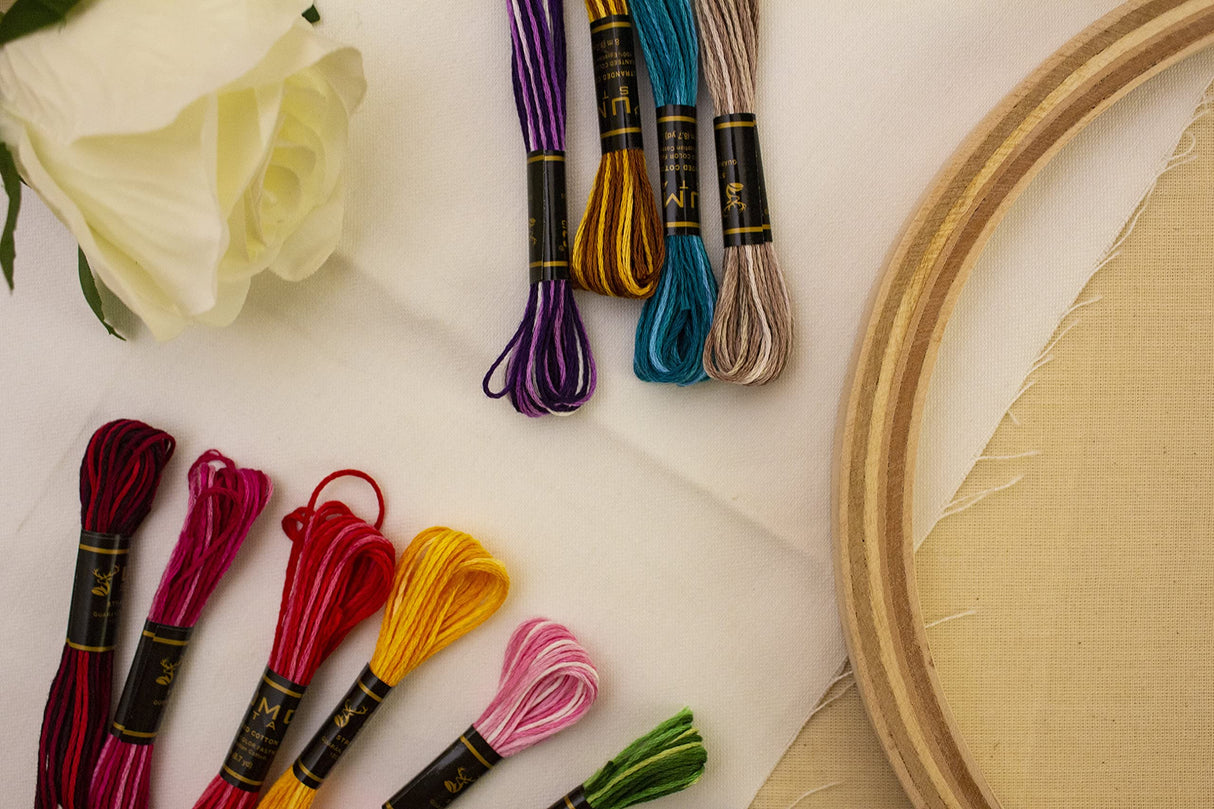 UMC STAG 12 Pieces Variegated Colours Premium Embroidery Thread | 100% Egyptian Cotton Premium Skeins | Cross Stitch Embroidery Floss | Oeko TEX Certified Stranded Cotton | Ideal for Arts & Crafts UMC STAG