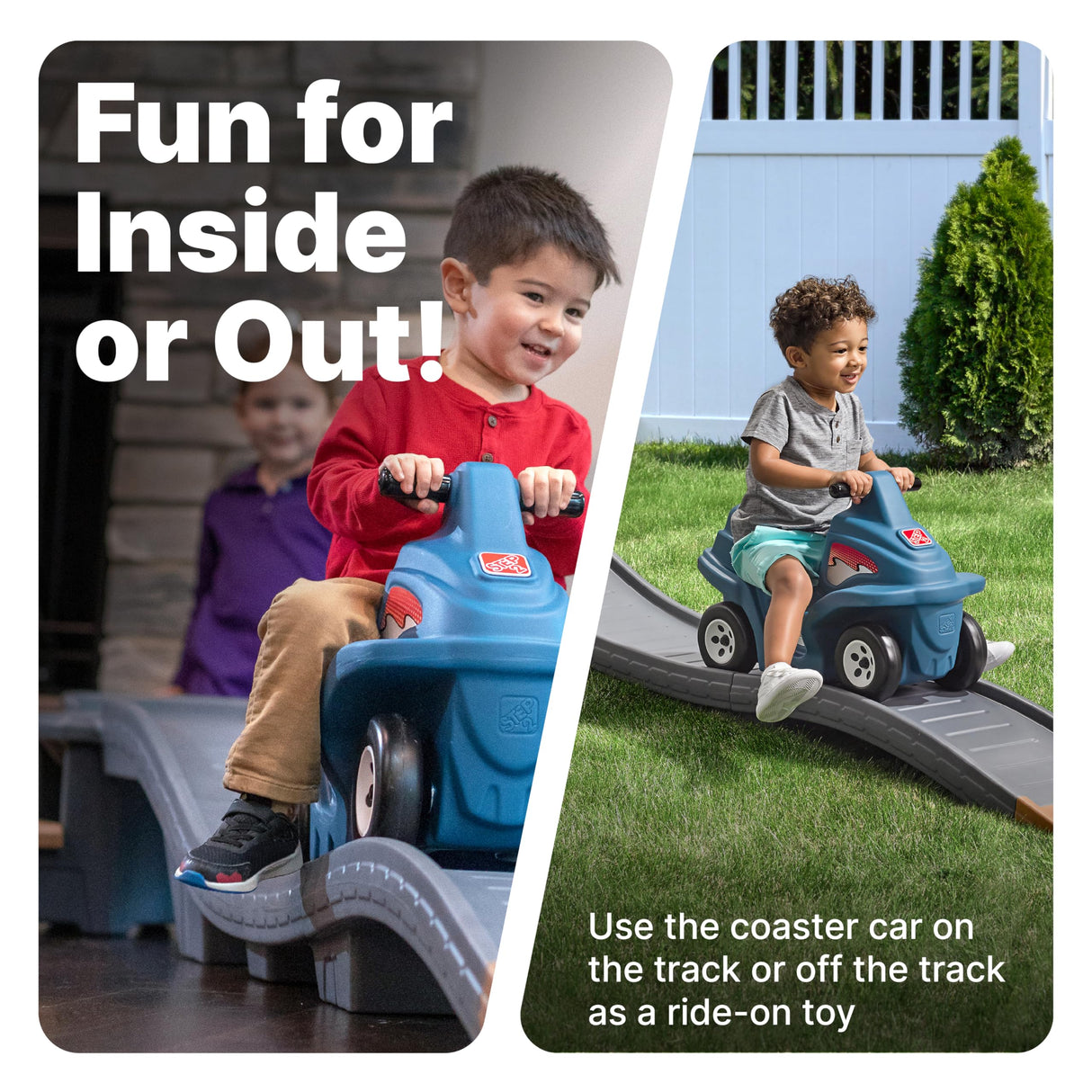 Step2 Up & Down Roller Coaster Kids Ride On Toy, Push Car, Indoor/Outdoor Playset, Made of Durable Plastic, Max Weight 50 lbs., for Toddlers 2-5 Years Old, Gray & Blue Step2