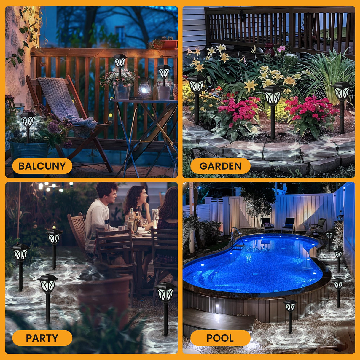 GIGALUMI Solar Lights Outdoor Waterproof, 8 Pack LED Solar Garden Lights, Outdoor Decorations, Garden Decor for Yard, Patio, Landscape, Planter, Walkway (Cold White) GIGALUMI