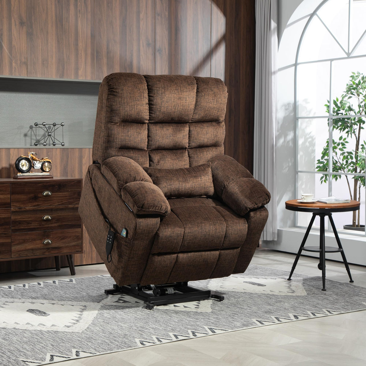 REHOUSING Oversized Power Lift Recliner Big Man 400lbs, Extra Wide Recliner Chair with Lifts Vertically for Elderly, Features Cup Holder, Heat and Massage, Zero Gravity Lay Flat for Adults (Brown) REHOUSING