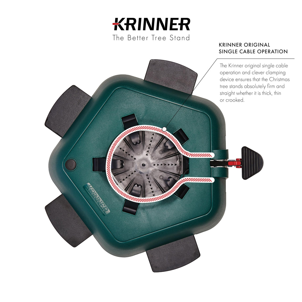 Krinner - Tree Genie L (Gen 2)- Single Cable Operation, Water Level Indicator, 5 Stabilizer Feet, Up to 8 Foot Trees - Christmas Tree Stand Krinner