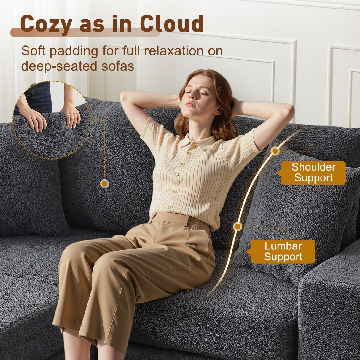 Korser Modular Sectional Couch with L-Shape Chaise, Modern Boneless Cloud Couch for Living Room, Sofa Bed with Deep Seat, No Assembly, Sleeper Sofa for Living Room, Bedroom, and Apartment Korser