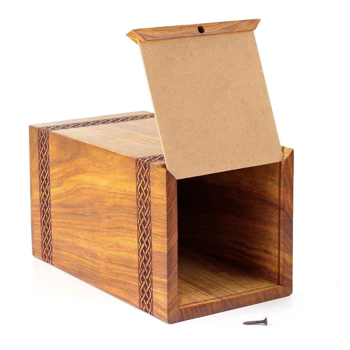 Wooden Handmade Handcrafted Laser Etching Engraved Cremation Burial & Memorial Urn for Ash Remains Storage | Adult Pet Human (Deer Christmas Generic