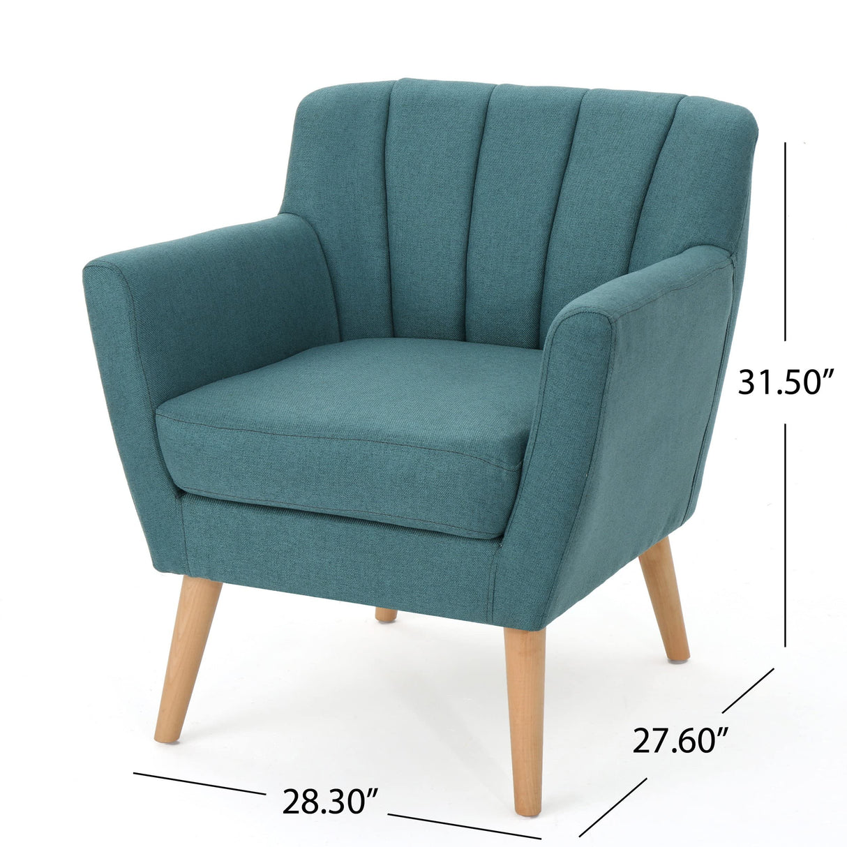 Christopher Knight Home Merel Mid Century Modern Fabric Club Chair, Dark Teal/Natural Christopher Knight Home