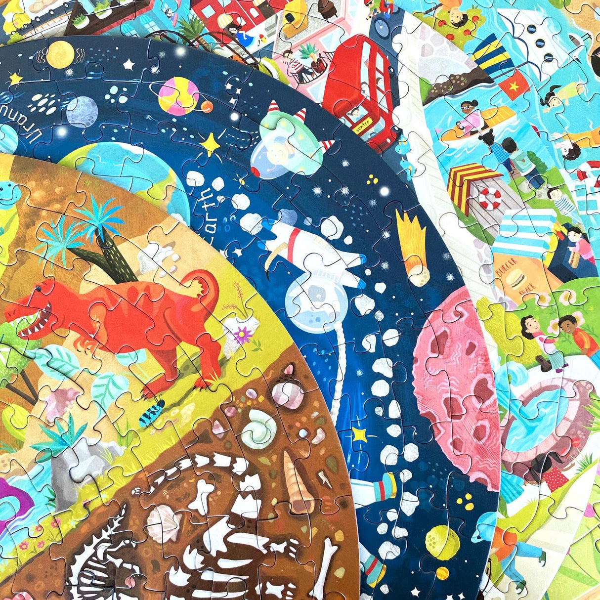 boppi Space Round Jigsaw Puzzle with 100% Recycled Card Solar System Astronauts 150 Pieces for Children 5 6 7 8 Years 58cm Diameter boppi