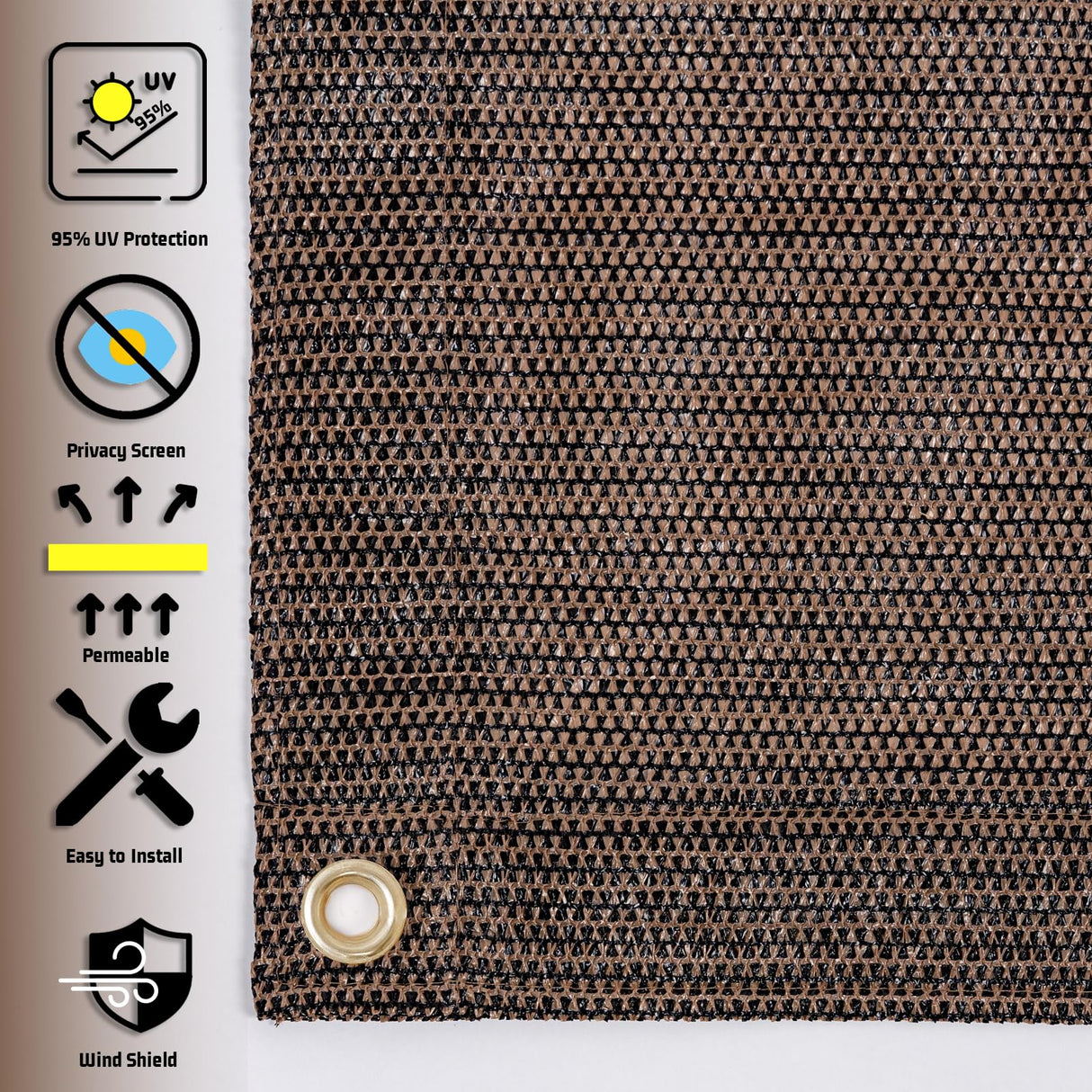 SUNNY GUARD Shade Cloth Custom Size 3x18 FT Sun Shade Screen Fabric Shade Cover Tarp with Grommets for Pergola Backyard Garden, Brown(We Customized) SUNNY GUARD