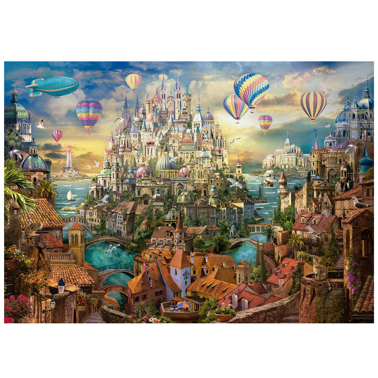 Educa - Dreamtown - 8000 Piece Jigsaw Puzzle - Puzzle Glue Included - Completed Image Measures 75.59"x 53.54" - Ages 14+ (19570) Educa